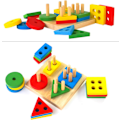 Pikkukuva 5 / 5: #lasten Puinen Pinottavat Lelut & Tukilauta - Geometriset Muodot Pinottavat#