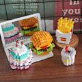 Miniatyrbild 2 av 5: Hamburger pommes frites små Granulat lapptäcke Block kaka, Hamburger Leksak