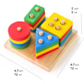 Pikkukuva 3 / 5: #lasten Puinen Pinottavat Lelut & Tukilauta - Geometriset Muodot Pinottavat#