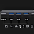 Miniatyrbild 5 av 5: USB C-hub 4-i-1 USB-multiport-adapter med 1 USB 3.0-port USB H