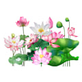 Miniatyrbillede 2 af 5: Gylden lotus vægdekoration til stue og soveværelse