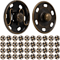 Miniatyrbillede 2 af 5: #Sy-tryk knapper, ? 12 mm, 20 par i messingfarve, Spænder til#