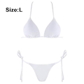Pikkukuva 2 / 5: Naisten kaksiosainen uimapuku Seksikäs uima-asu Halter String Kolmio Bikini Setssolid Värinen uimapuku Split Feminiininen Aistillinen Polyesterikangas Rintapehmuste Uima-asu