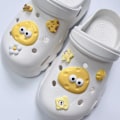 Miniatyrbild 3 av 5: #8 stycken 3D gula clogsandal-prydnader, skocharm, söta skocharm#