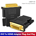 Miniatyrbillede 1 af 4: DVI til HDMI Adapter, 1080P Full HD, 2-pak, Sort