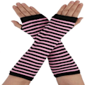 Miniatyrbilde 2 av 5: #Vinterhansker for kvinner - Rosa striper, varme lange hansker med fingerhull#
