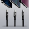 Miniatyrbild 6 av 11: Baseus Rapid 3-i-1-kabel USB Type C - USB Type C / Lightning / micro USB 20 W 1,5 m grønn (CAMLT-SC06)