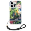 Miniatyrbild 3 av 7: Guess GUOHCP14LHFLSB iPhone 14 Pro 6.1 blå/blå hard veske blomsterrem