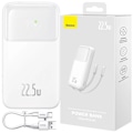 Miniatyrbild 1 av 11: Baseus Comet Series strømforsyning med skjerm 10 000 mAh 22,5 W - hvit + USB-A - USB-C-kabel