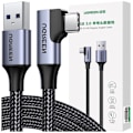 Miniatyrbild 1 av 5: Ugreen US385 USB-A / USB-C 90º 5Gb/s 3A 1m vinklet kabel - svart