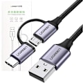 Miniatyrbild 1 av 11: Ugrønn kabel 2-i-1 USB - mikro-USB / USB Type C 1m 2.4A svart (30875)