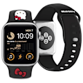 Miniatyrbild 5 av 6: Hello Kitty silikon Kitty hodestropp for Apple Watch 42/44/45/49 mm - svart