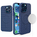 Miniatyrbillede 1 af 7: VÆVET CASE PLOTET CASE HOUSING MED MAGSAFE TIL IPHONE 15 NAVY BLUE