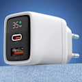 Miniatyrbillede 4 af 6: CHOETECH USB-C NETVÆRKSLADER USB-A PD 35W GAN MED DISPLAY HVID