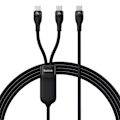 Miniatyrbillede 2 af 11: BASEUS HURTIG OPLADEKABEL 2IN1 USB-C - 2XUSB-C 100W 1,5M SORT