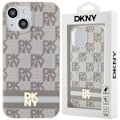 Miniatyrbild 1 av 9: DKNY IML rutete monomønster og trykte striper MagSafe-deksel iPhone 15 Plus / 14 Plus - Beige