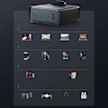 Miniatyrbild 10 av 11: GaN-lader UK Joyroom JR-TCG05UK 140W 3x USB-C USB-A + USB-C / USB-C-kabel 240W 1,2m