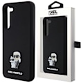 Miniatyrbillede 1 af 9: KARL LAGERFELD SILIKONE KARL&CHOUPETTE METAL PIN ETUI TIL SAMSUNG GALAXY S23 - SORT