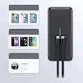 Miniatyrbillede 11 af 11: CHOETECH B654 10000MAH 22,5W USB-A / USB-C / MICRO USB POWERBANK MED INDBYGGET USB-C / LIGHTNING-KABEL - SORT
