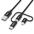 Miniatyrbillede 2 af 3: CHOETECH 3IN1 USB LIGHTNING/USBC/MICROUSB KABEL 3A/480 MBPS 1,2 M SORT
