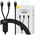Miniatyrbillede 1 af 11: BASEUS HURTIG OPLADEKABEL 2IN1 USB-C - 2XUSB-C 100W 1,5M SORT