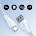 Miniatyrbild 2 av 11: Joyroom USB - USB C 3A Surpass seriekabel for hurtiglading og dataoverføring 1,2 m hvit (S-UC027A11)