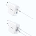 Miniatyrbild 2 av 8: Choetech fast GaN USB Type C PD vegglader USB-A QC3.0 65W 3.25A hvit (PD8002)