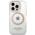 Miniatyrbild 4 av 9: Guess GUHMP14XHTRMD iPhone 14 Pro Max 6.7 gull/gull hardt deksel Metal Outline Magsafe