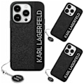 Miniatyrbillede 1 af 2: KARL LAGERFELD SAFFIANO RHINESTONES & CHARM ETUI TIL IPHONE 15 PRO MAX - SORT