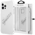 Miniatyrbild 1 av 7: Guess GUHCP12MKTRSVSI iPhone 12/12 Pro 6.1 gjennomsiktig hardt deksel Vintage Script Silver