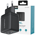 Miniatyrbild 1 av 6: Choetech PD6051 USB-C USB-C PD 35W GaN vegglader med skjerm - svart