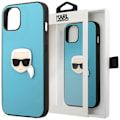 Miniatyrbillede 1 af 7: KARL LAGERFELD LÆDER IKONIK KARL'S HEAD METAL COVER TIL IPHONE 13 MINI - BLÅ