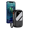 Miniatyrbild 2 av 11: Baseus Qpow Digital Display Powerbank med hurtiglading 20000mAh 20W QC/PD/SCP/FCP med innebygd Lightning-kabel Svart