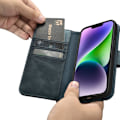 Miniatyrbild 6 av 11: iCarer Oil Wax Lommebokveske 2-i-1 iPhone 14-deksel Leather Flip Anti-RFID Blå (WMI14220721-BU)