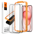 Miniatyrbillede 4 af 10: HÆRDET GLAS SPIGEN ALM GLASS FC 2-PACK IPHONE 15 PLUS SORT