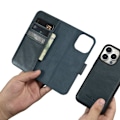 Miniatyrbild 7 av 11: iCarer Oil Wax Wallet Case 2-i-1 iPhone 14 Pro Max flip-veske i skinn, RFID-blokkerende blå (WMI14220724-BU)