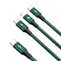 Miniatyrbild 2 av 11: Baseus Rapid 3-i-1-kabel USB Type C - USB Type C / Lightning / micro USB 20 W 1,5 m grønn (CAMLT-SC06)