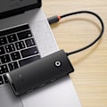 Miniatyrbild 7 av 11: Baseus Lite Series Multifunksjon USB Type C Hub - 2 x USB 3.0 / USB Type C / HDMI 1.4 / SD/TF Svart (WKQX050001)