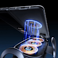 Miniatyrbild 9 av 11: Baseus LightChaser BS-CM029 bilmontert induktiv lader med trippelspole - svart