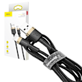 Miniatyrbild 1 av 11: Baseus Cafule-kabel Slitesterk nylonkabel USB / Lightning QC3.0 1,5A 2M svart-gull (CALKLF-CV1)
