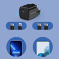 Miniatyrbild 3 av 7: Choetech GaN USB Type C PD vegglader 30W svart (PD5007)