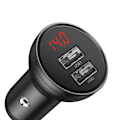 Miniatyrbild 5 av 11: Baseus billader 2x USB 4.8A 24W LCD + 3in1 USB - USB Type C / micro USB / Lightning-kabel 1.2m svart (TZCCBX-0G)