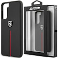 Miniatyrbillede 1 af 9: FERRARI OFF TRACK LÆDER NYLON STRIPE COVER TIL SAMSUNG GALAXY S21+ - SORT