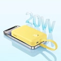 Miniatyrbild 8 av 11: Baseus Magnetic Mini MagSafe 10000mAh 20W strømforsyning med innebygd Lightning-kabel - gul + Baseus Simple Series USB-C - USB-C 60W