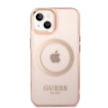 Miniatyrbild 4 av 9: Guess GUHMP14MHTCMP iPhone 14 Plus 6.7 rosa/rosa hardt deksel Gold Outline gjennomsiktig MagSafe