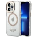 Miniatyrbild 2 av 9: Guess GUHMP14XHTRMD iPhone 14 Pro Max 6.7 gull/gull hardt deksel Metal Outline Magsafe
