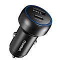Miniatyrbild 8 av 9: Choetech TC0014 USB-C USB-A PD 60W billader med LED-bakgrunnsbelysning - Svart
