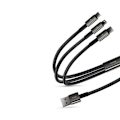 Miniatyrbild 5 av 11: Baseus Tungsten 3-i-1 kabel USB - USB Type C / Lightning / micro USB 3,5 A 1,5 m svart (CAMLTWJ-01)
