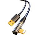 Miniatyrbild 2 av 9: Joyroom vinklet Lightning-kabel - USB for hurtiglading og dataoverføring 2,4A 1,2 m svart (S-UL012A6)