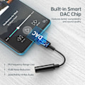 Miniatyrbillede 6 af 11: CHOETECH ADAPTER USB-C / DC 3,5MM AUDIO HOLDBAR SORT